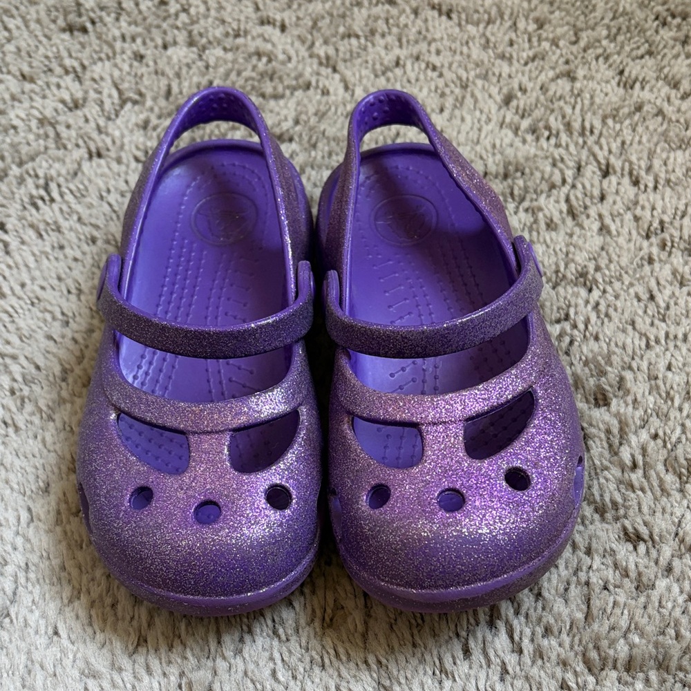 Girls Crocs Shayna Mary Jane High
Glitter Sparkle Sandals Shoes - Size 10